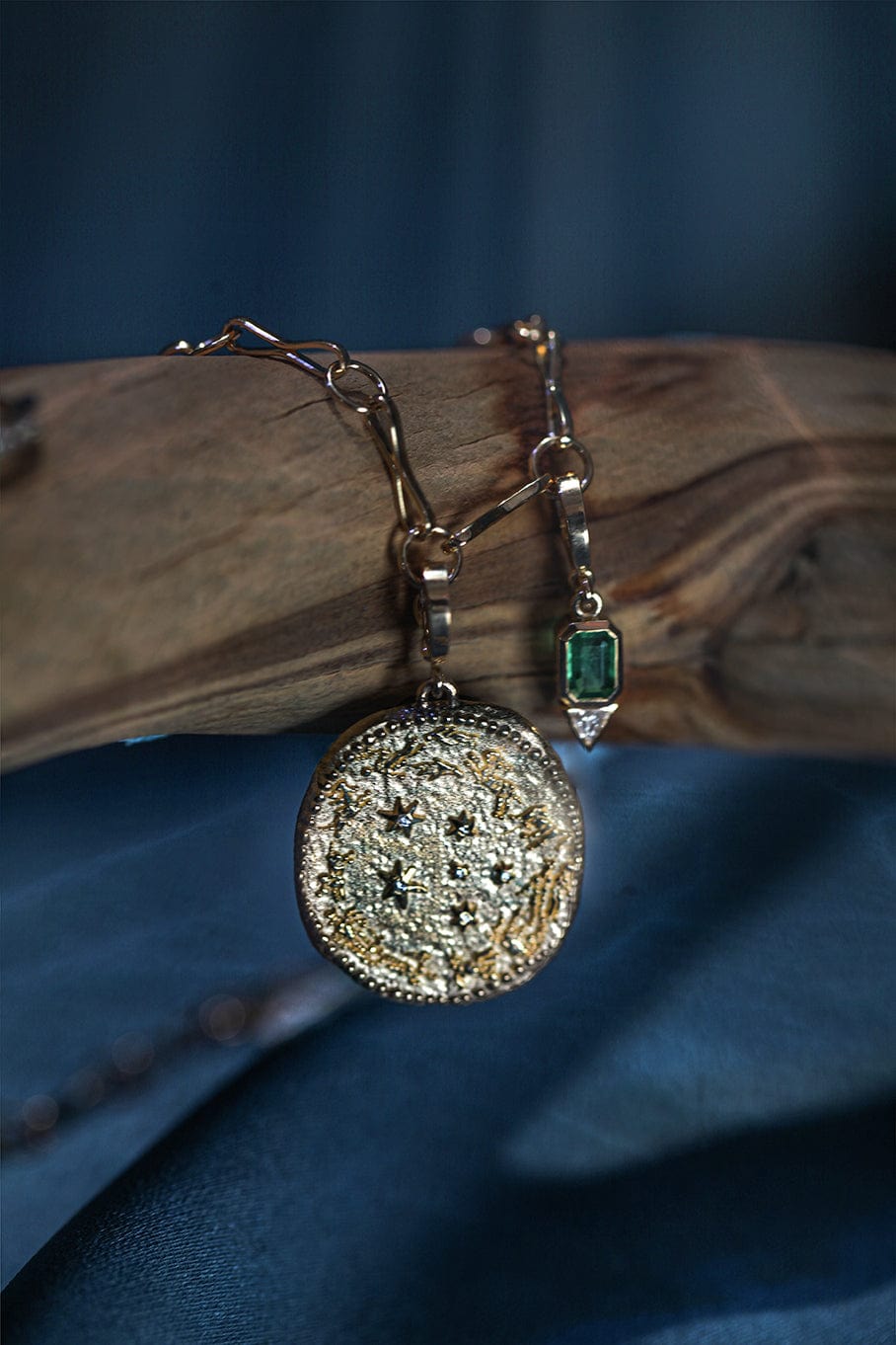 AZLEE-Large Zodiac Diamond Coin Charm-YELLOW GOLD