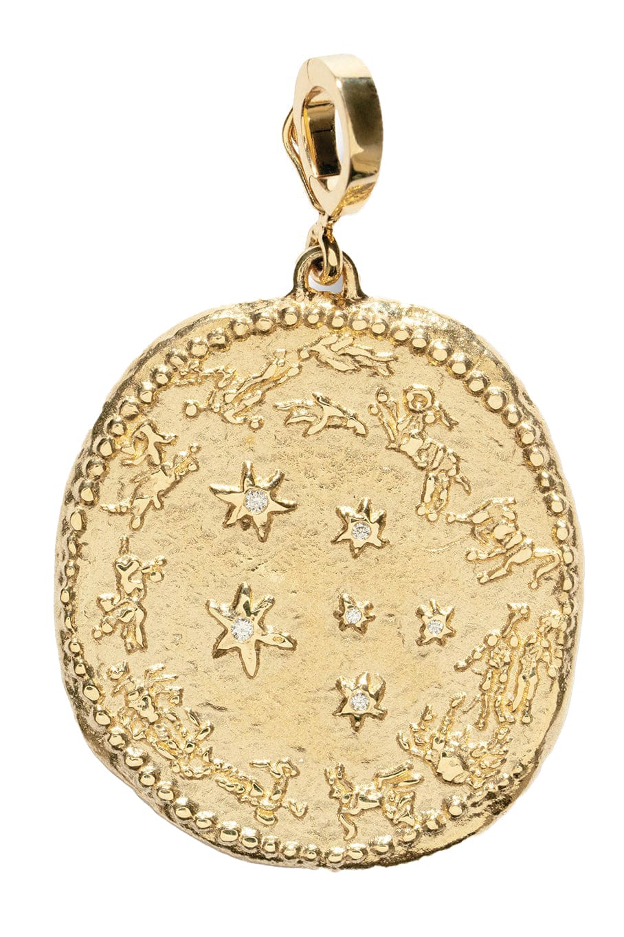 AZLEE-Large Zodiac Diamond Coin Charm-YELLOW GOLD