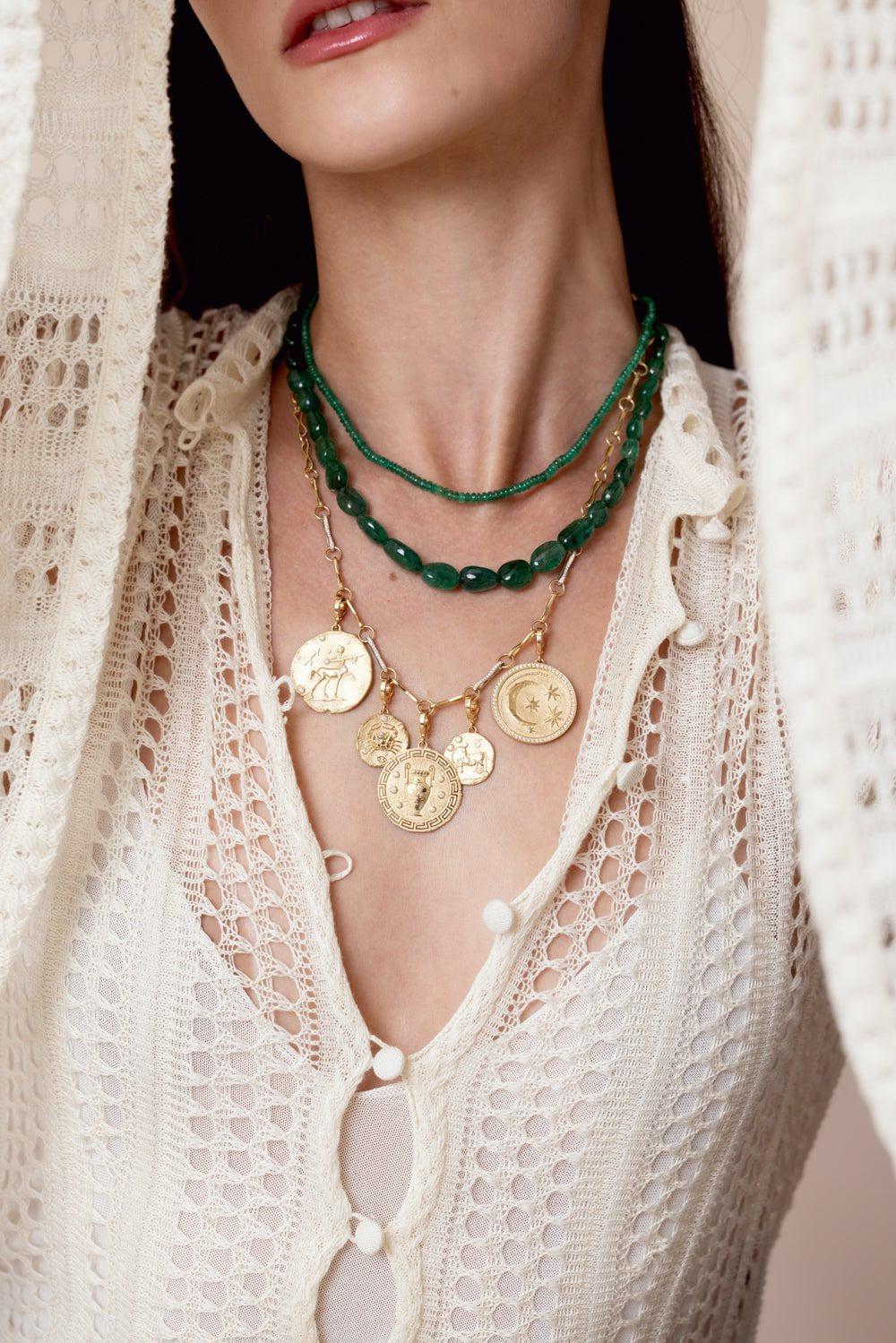 AZLEE-Of The Star Large Sagittarius Coin Pendant-YELLOW GOLD