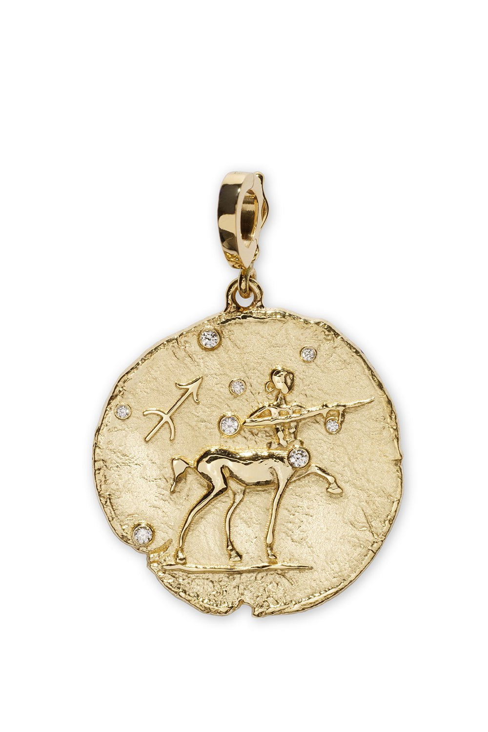 AZLEE-Of The Star Large Sagittarius Coin Pendant-YELLOW GOLD