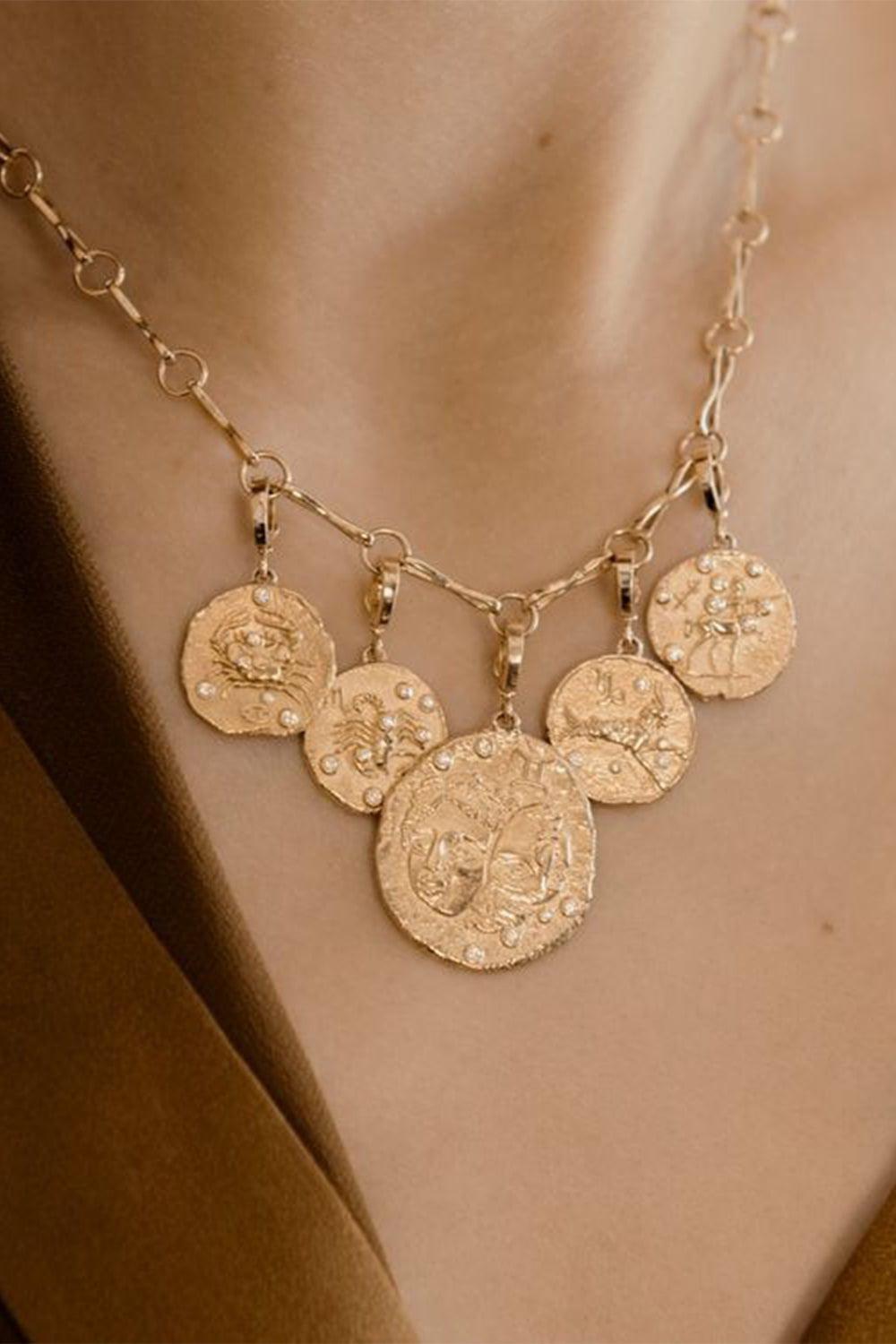 AZLEE-Of The Stars Gemini Large Coin-YELLOW GOLD