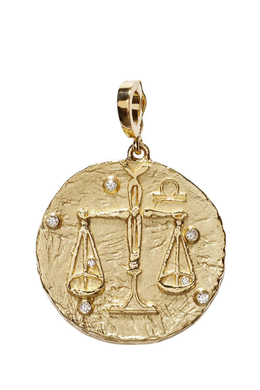AZLEE-Of The Stars Libra Large Coin Charm-YELLOW GOLD