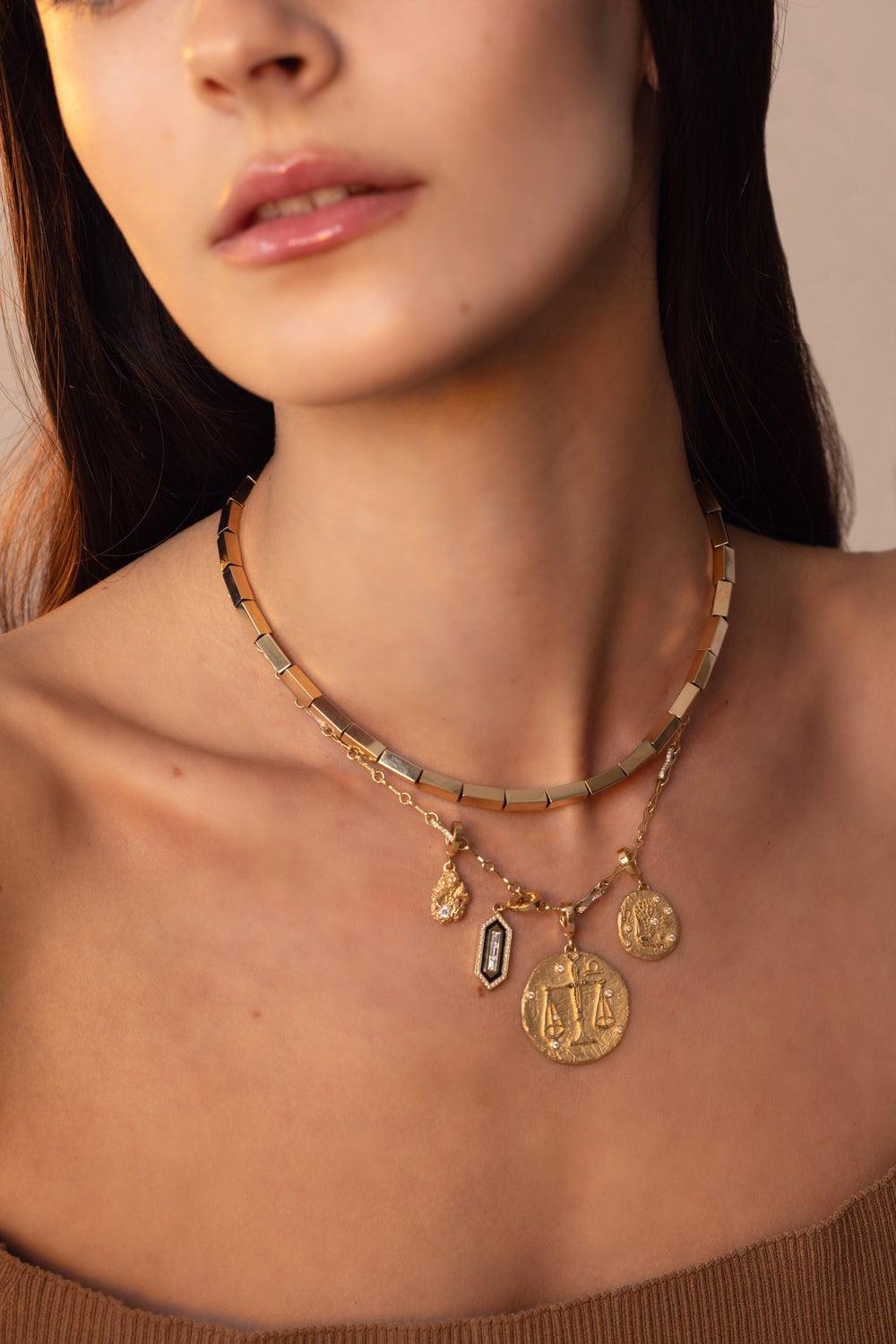 AZLEE-Of The Stars Small Leo Coin Charm-YELLOW GOLD
