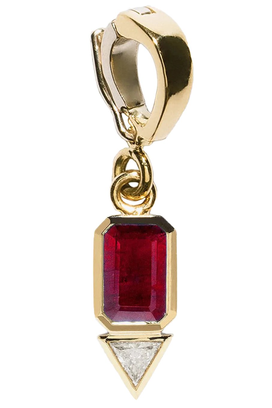 AZLEE-Ruby and Trillion Small Diamond Charm-YELLOW GOLD
