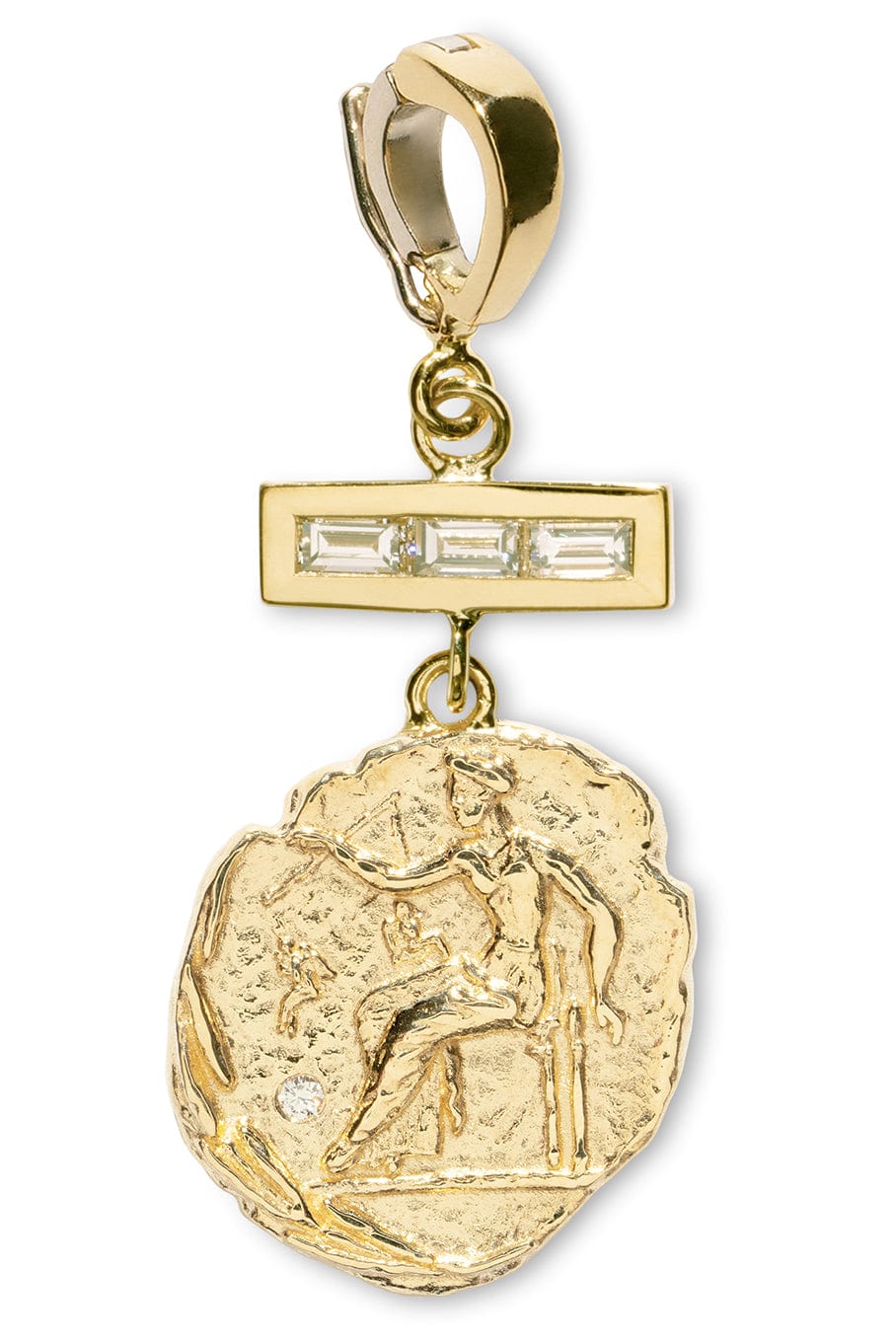 AZLEE-Small Aphrodite Diamond Coin Charm-YELLOW GOLD