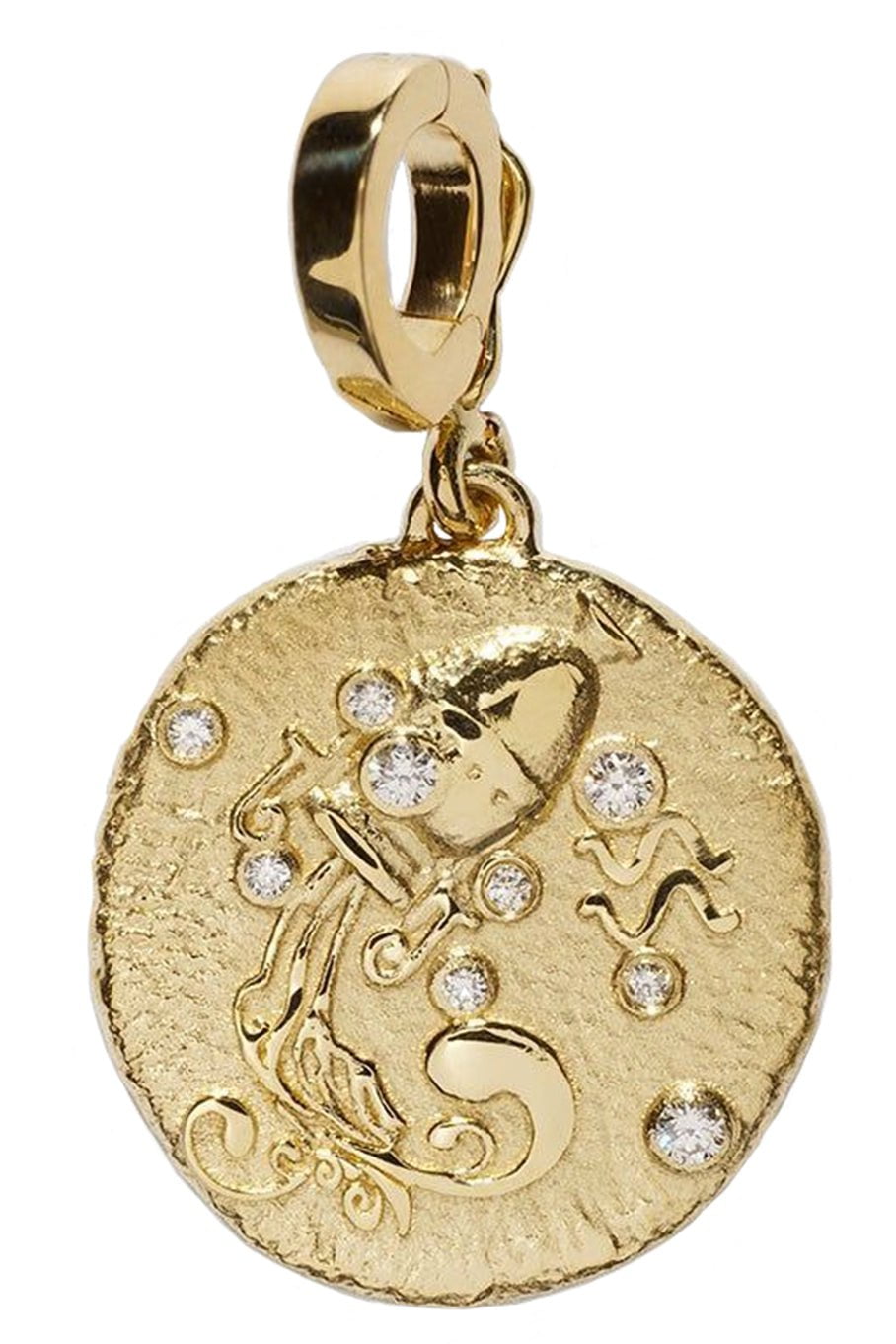 AZLEE-Small Aquarius Coin-YELLOW GOLD