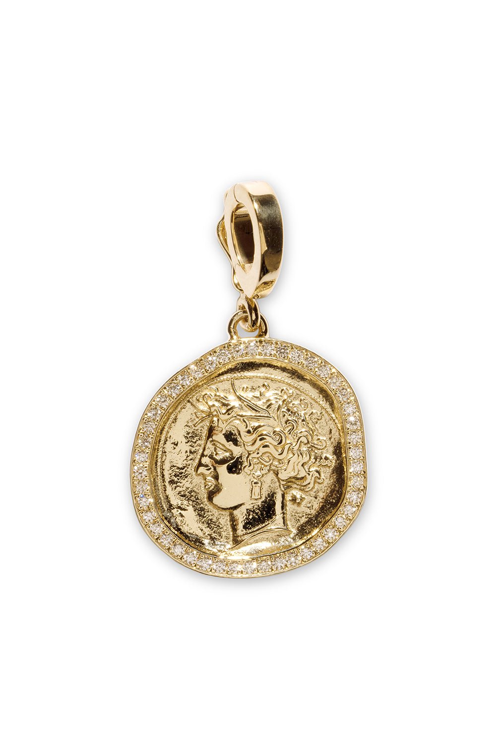 AZLEE-Small Goddess Coin Charm-YELLOW GOLD