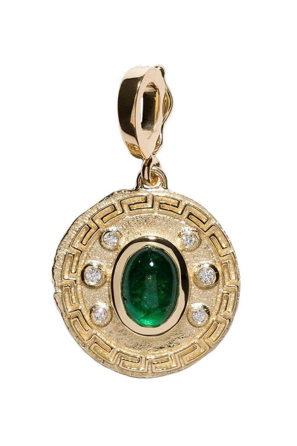 AZLEE-Small Greek Emerald Coin-YELLOW GOLD