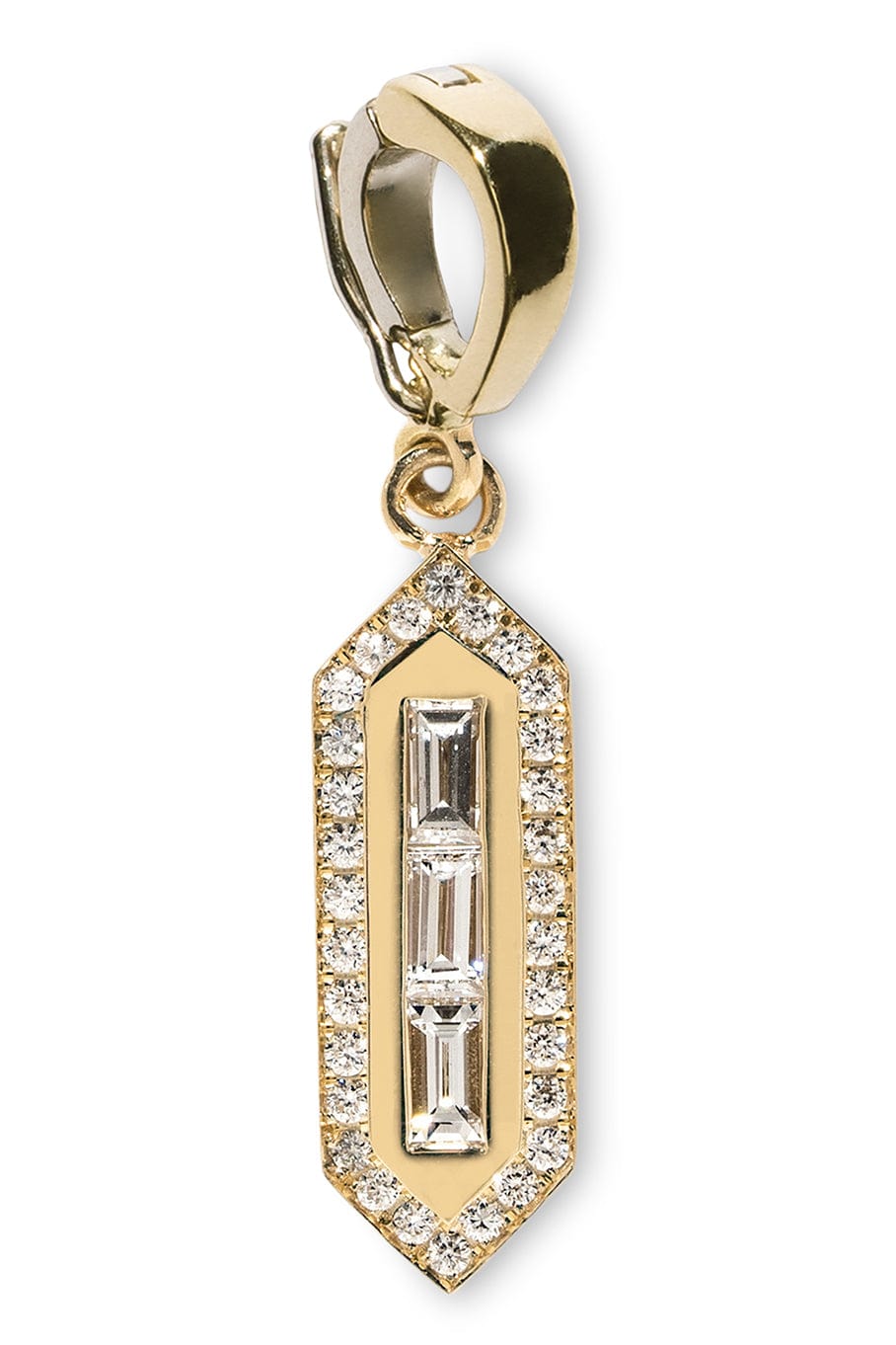 AZLEE-Triple Baguette Diamond Charm-YELLOW GOLD