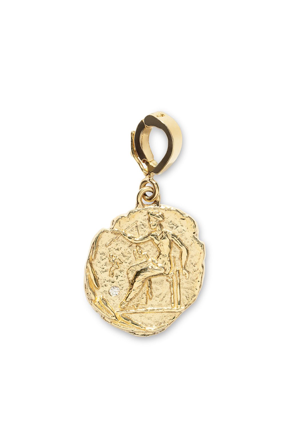 AZLEE-Aphrodite Small Diamond Coin-YELLOW GOLD