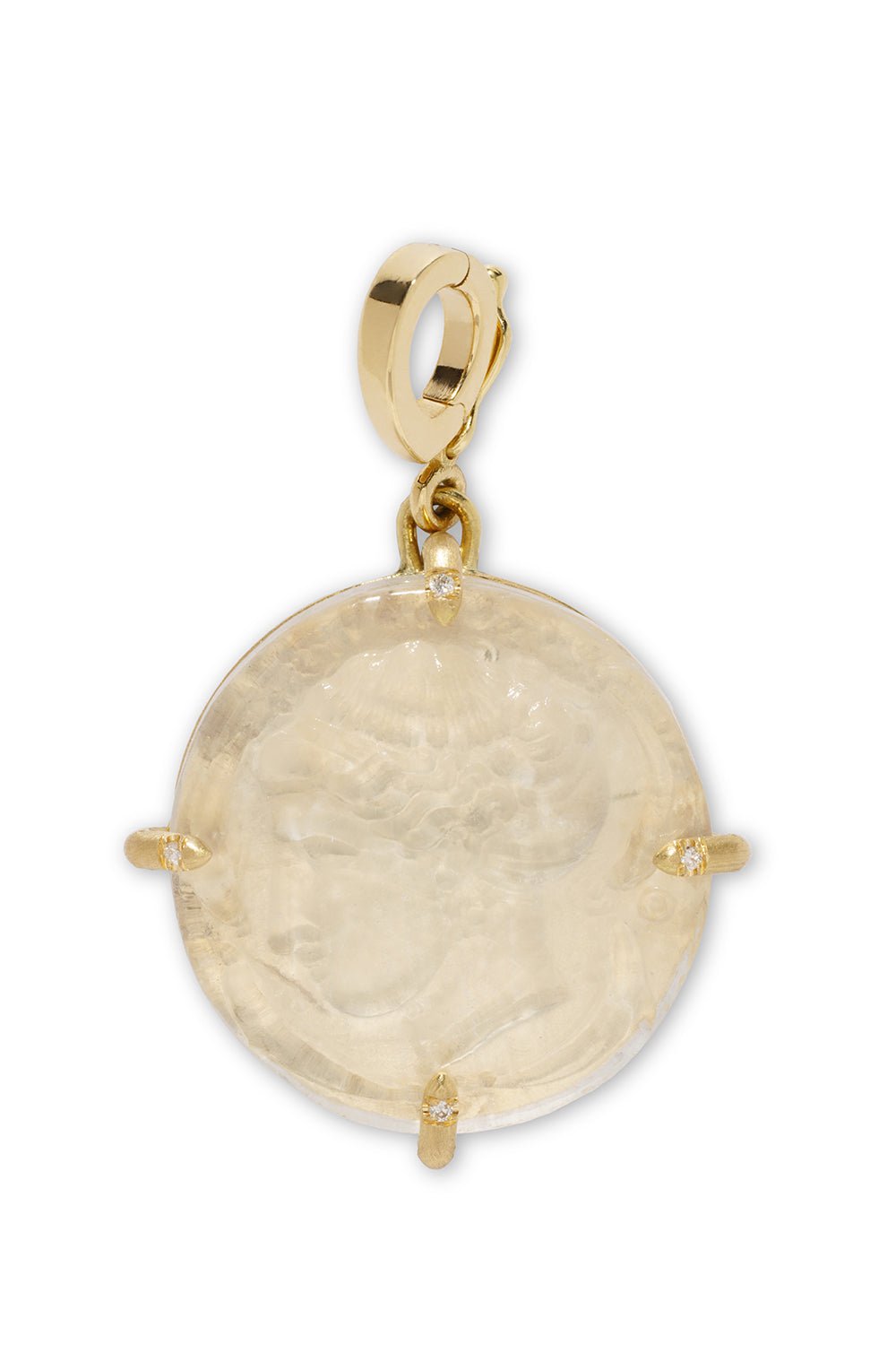 AZLEE-Goddess White Venetian Glass Coin-YELLOW GOLD