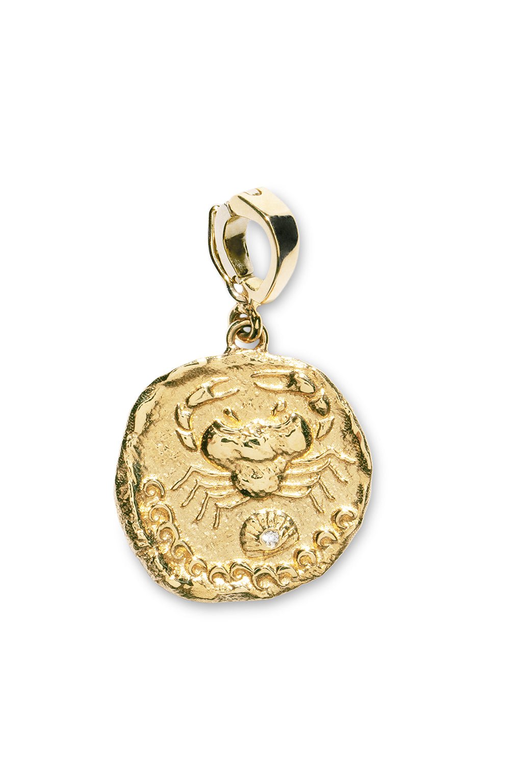AZLEE-Karkinos Small Diamond Coin-YELLOW GOLD