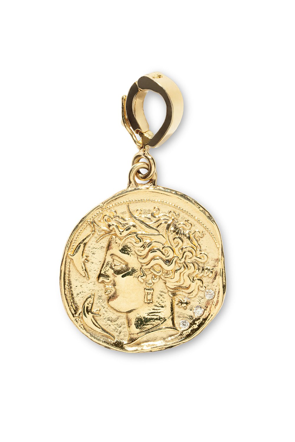 AZLEE-Small Goddess Diamond Coin-YELLOW GOLD