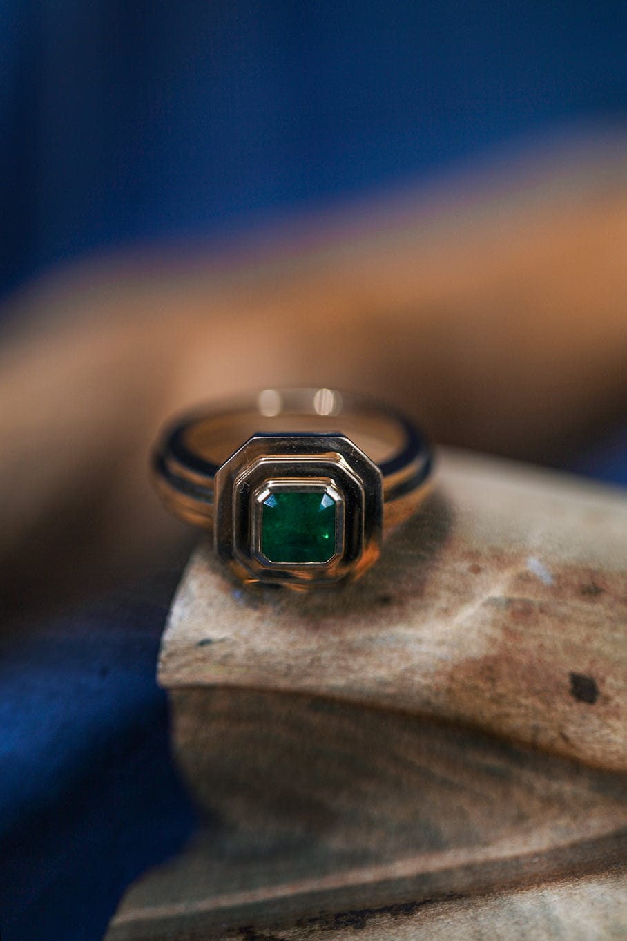 AZLEE-Staircase 2-Tier Square Emerald Ring-YELLOW GOLD