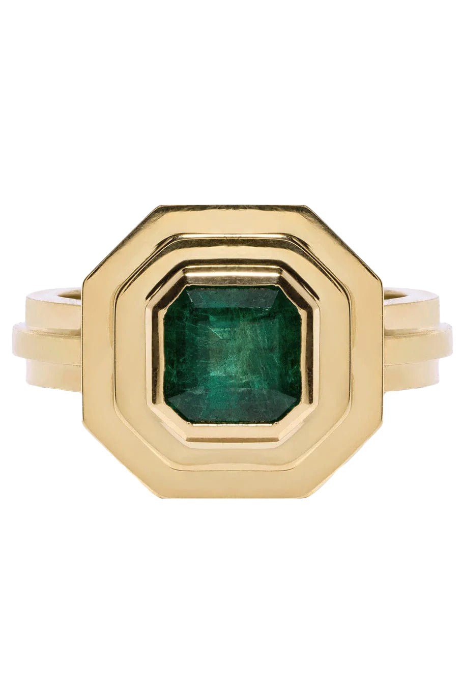 AZLEE-Staircase 2-Tier Square Emerald Ring-YELLOW GOLD