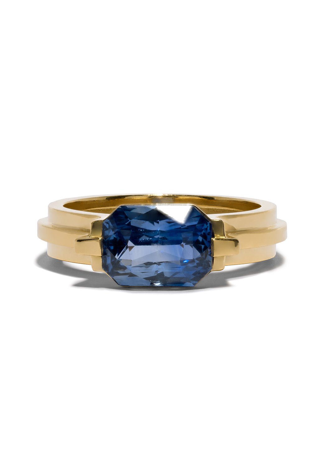 AZLEE-Staircase Sapphire Floating Ring-YELLOW GOLD
