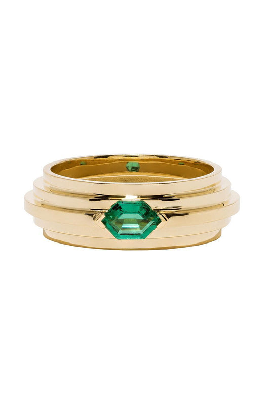 Emerald Staircase 5-Tier Hexagon Ring-YELLOW GOLD-7-JEWELRYFINE JEWELRING-AZLEE