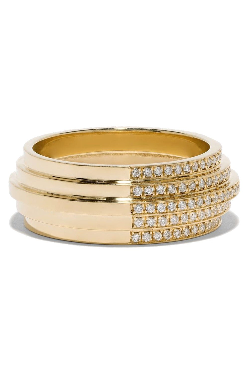AZLEE-Stair Case 5 Tier Diamond Band-YELLOW GOLD
