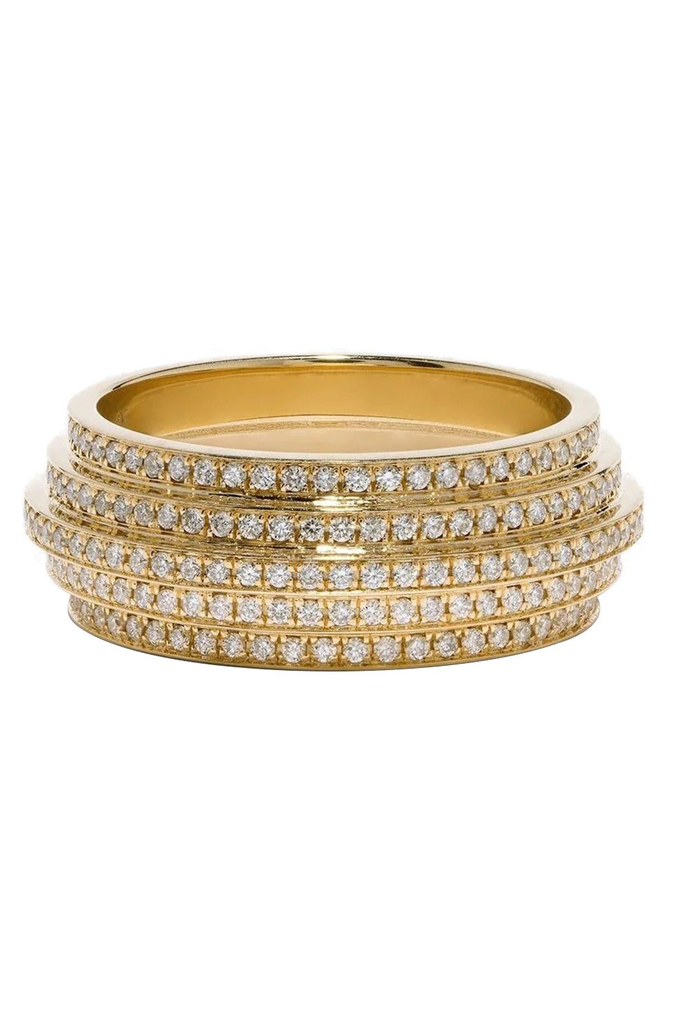 AZLEE-Stair Case 5 Tier Diamond Band-YELLOW GOLD