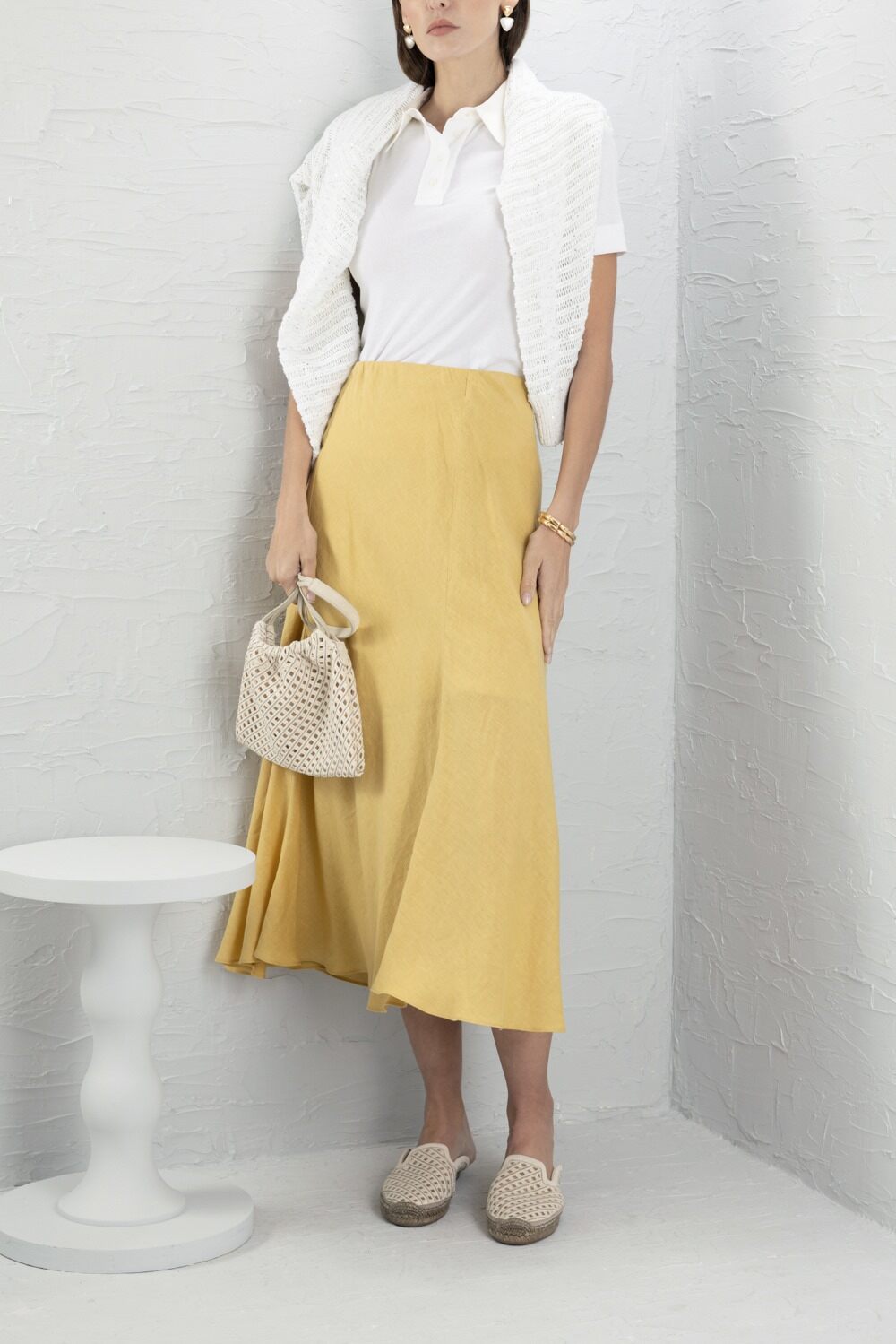 Fit And Flare Midi Skirt - Sun Yellow-YELLOW-38-CLOTHINGSKIRTMIDI-BRUNELLO CUCINELLI