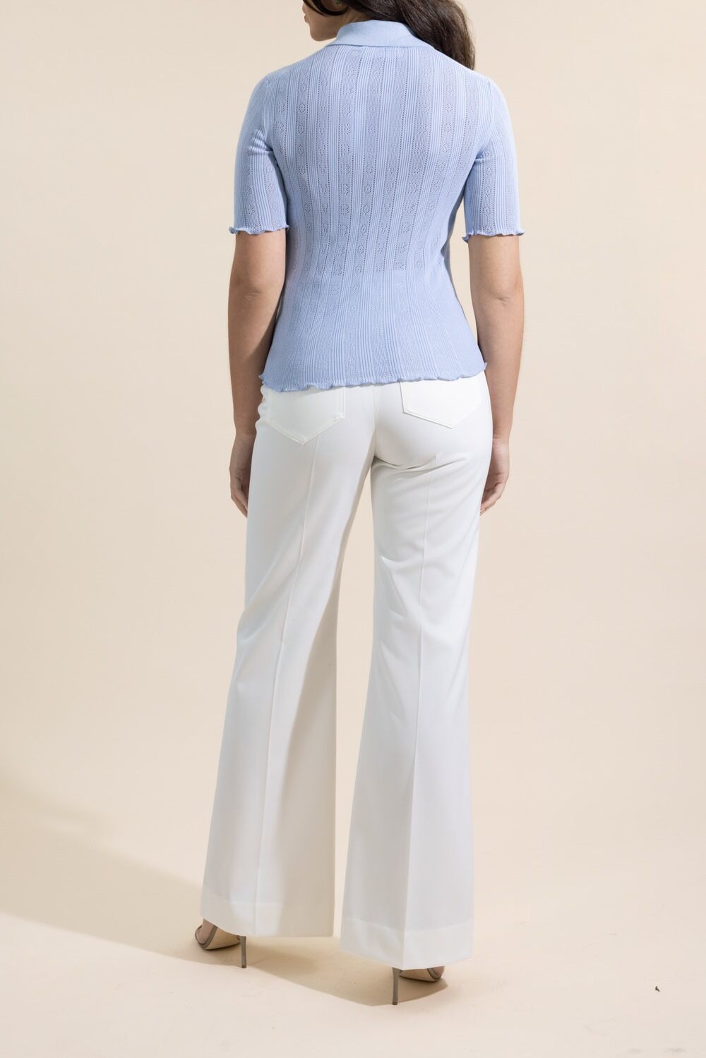 Short Sleeve Frill Polo Top-BLUE-XS-CLOTHINGTOPBLOUSE-VICTORIA BECKHAM