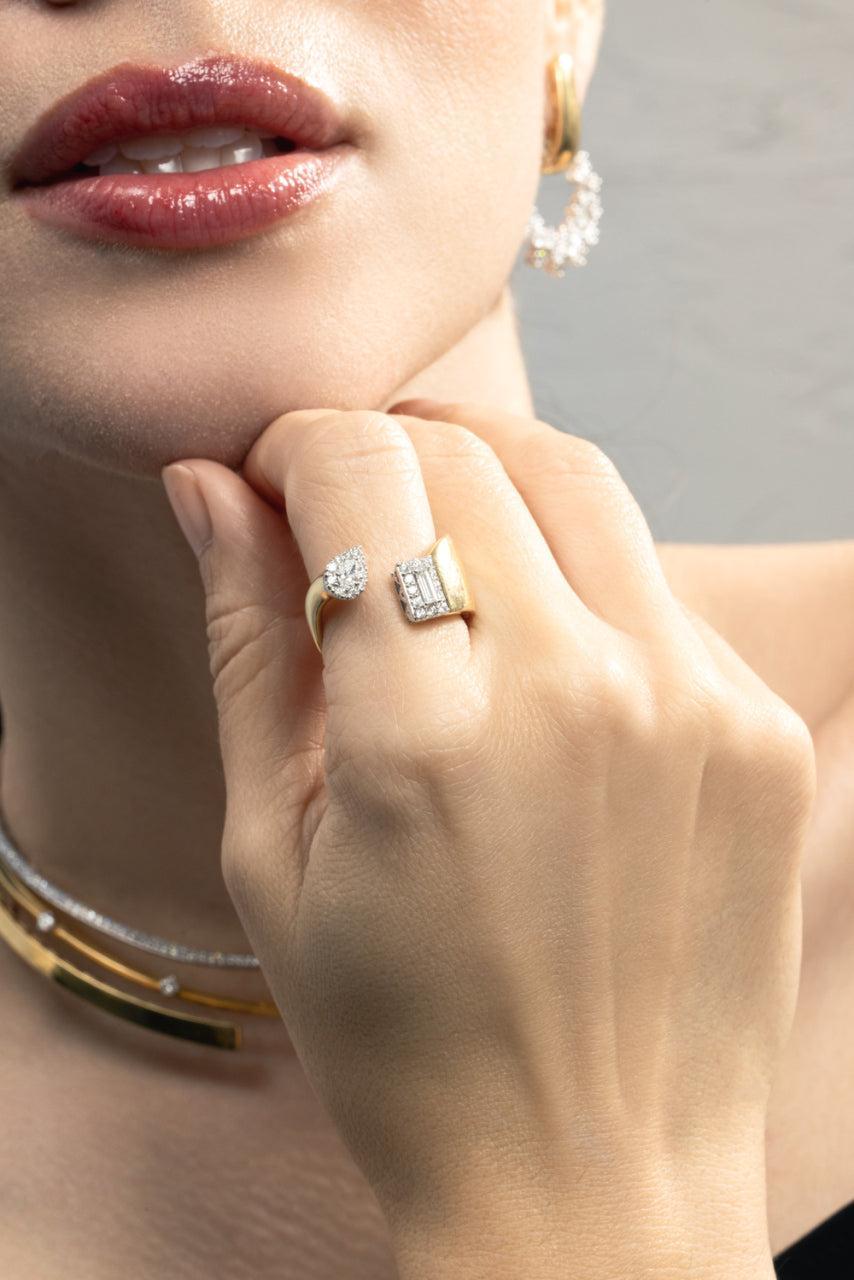 Diamond Baguette Stackable Open Strada Ring-YELLOW GOLD-6.5-JEWELRYFINE JEWELRING-YEPREM