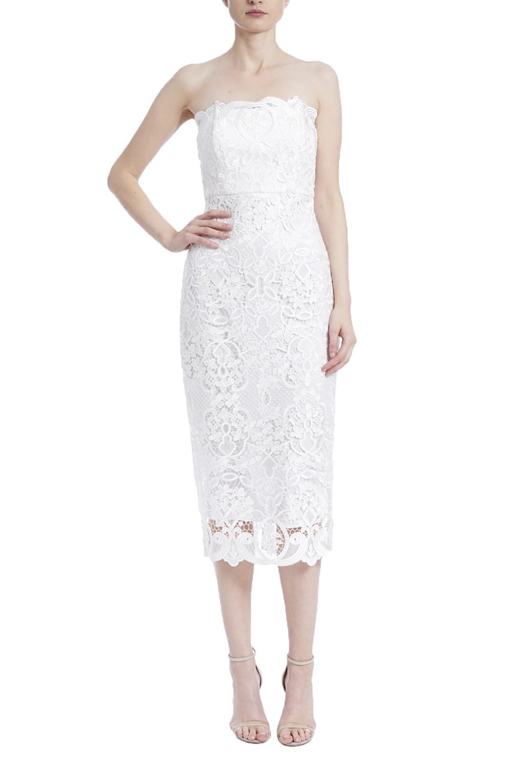 BADGLEY MISCHKA-Strapless Lace T Dress-