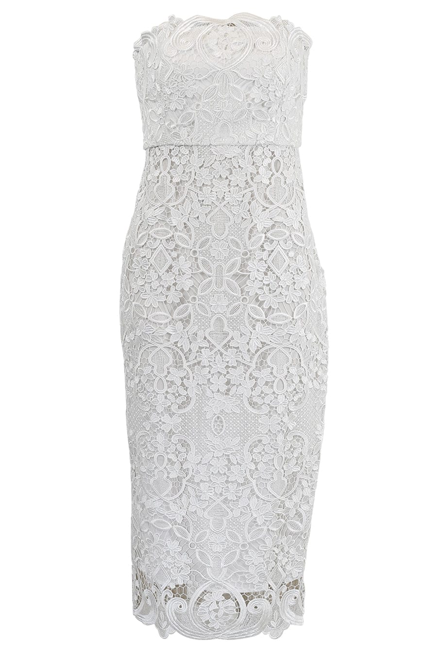 BADGLEY MISCHKA-Strapless Lace T Dress-