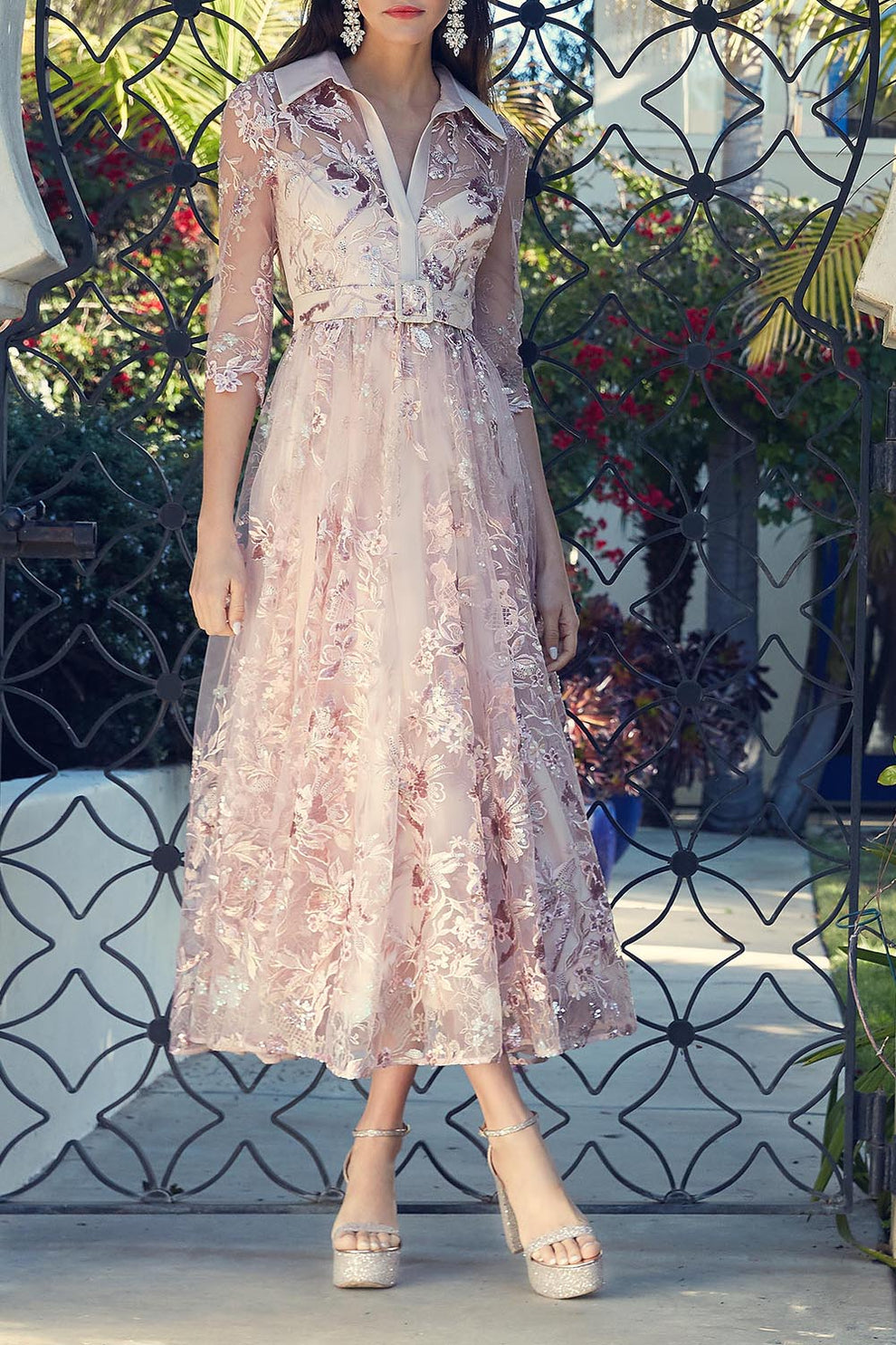 Rose | Embroidered Midi Dress