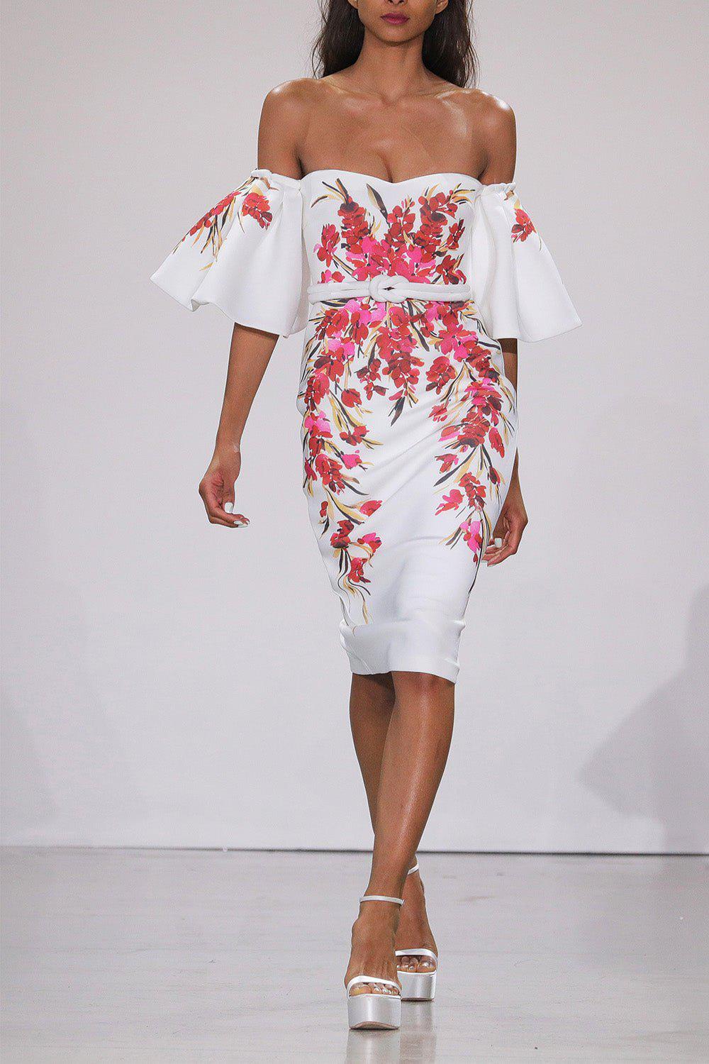 BADGLEY MISCHKA-Printed Scuba Midi Dress-