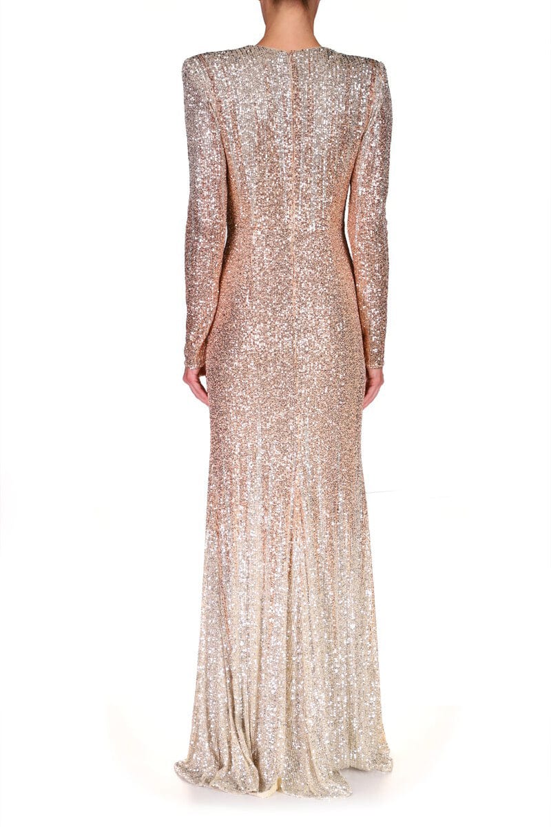 BADGLEY MISCHKA-Deep V Sequin Gown-