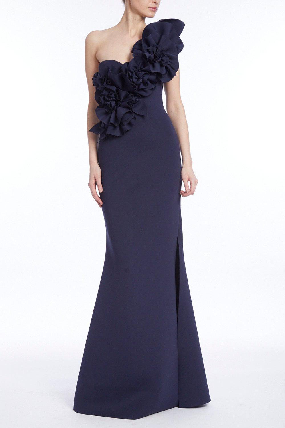 BADGLEY MISCHKA-Rosette One Shoulder Gown-