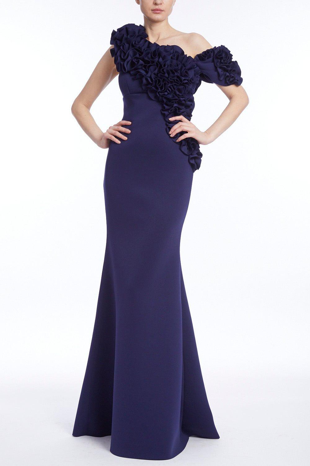 BADGLEY MISCHKA-Rosette One Shoulder Gown-