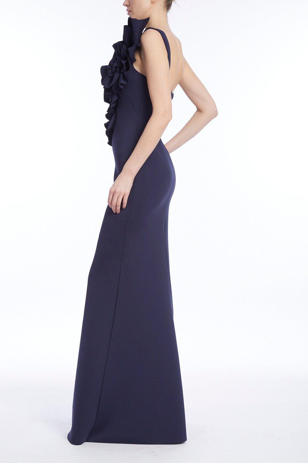 BADGLEY MISCHKA-Rosette One Shoulder Gown-