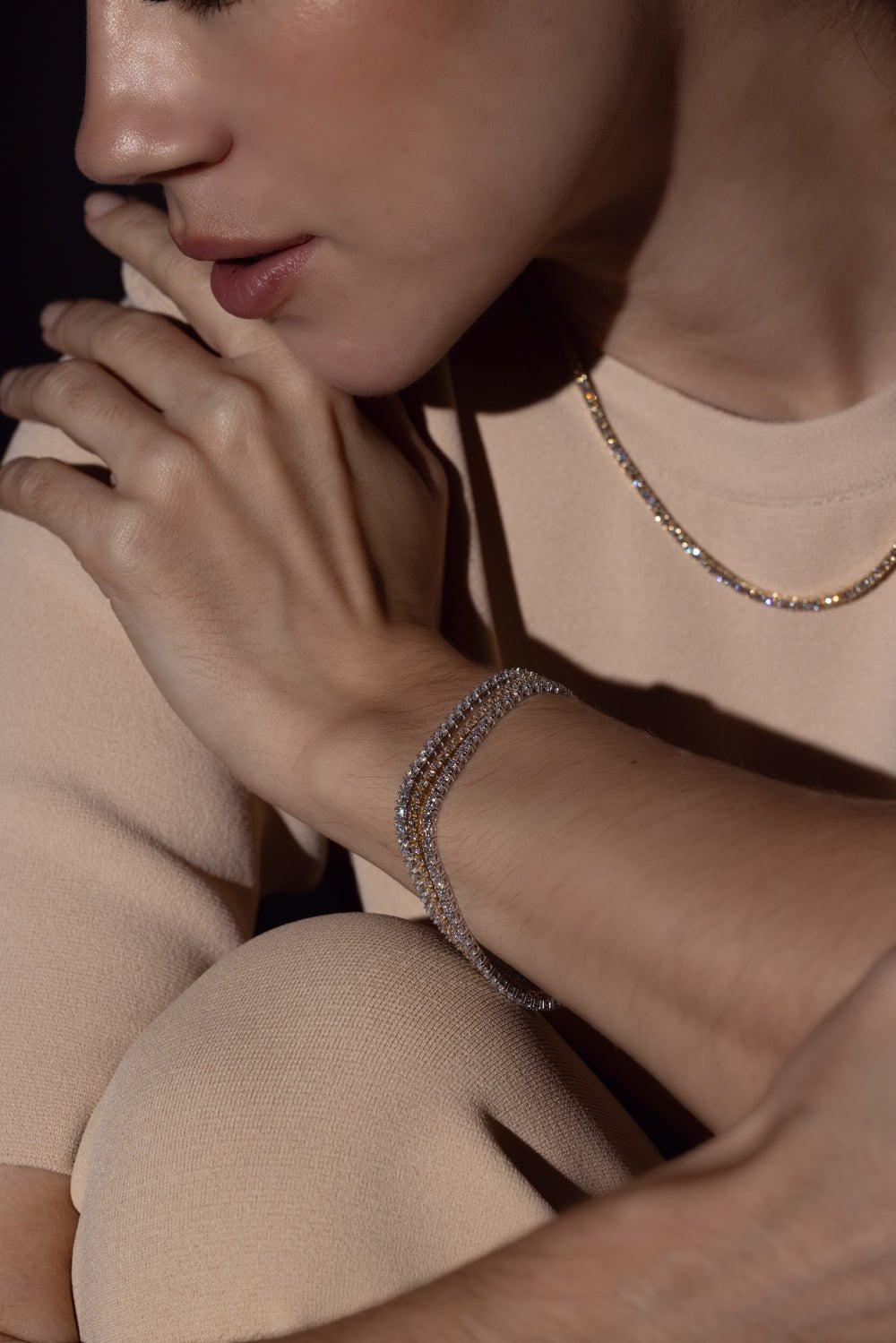 BAGGINS-Diamond Tennis Bracelet - White Gold-WHITE GOLD