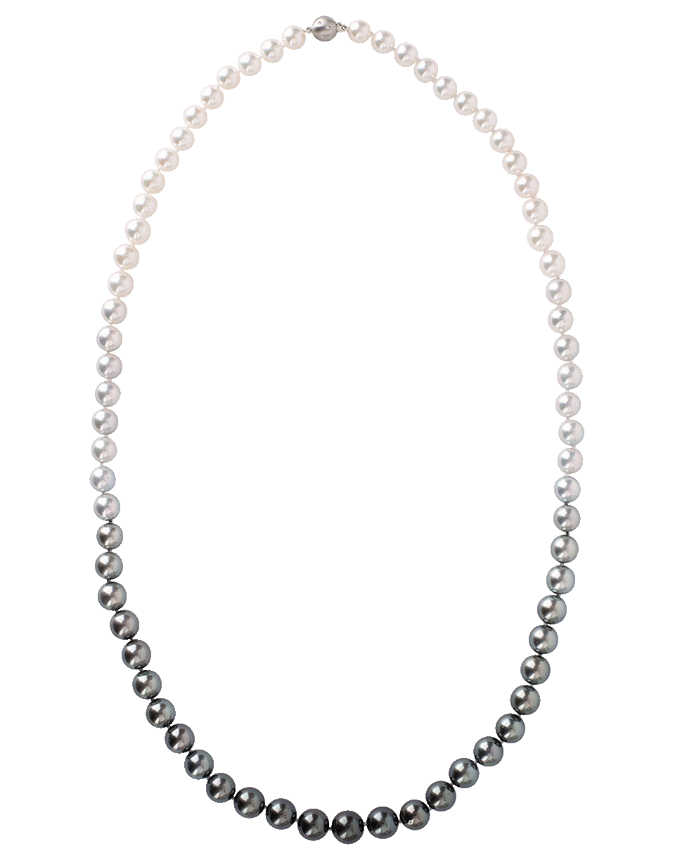 BAGGINS-Ombre Tahitian And White Akoya Pearl Necklace-WHITE GOLD