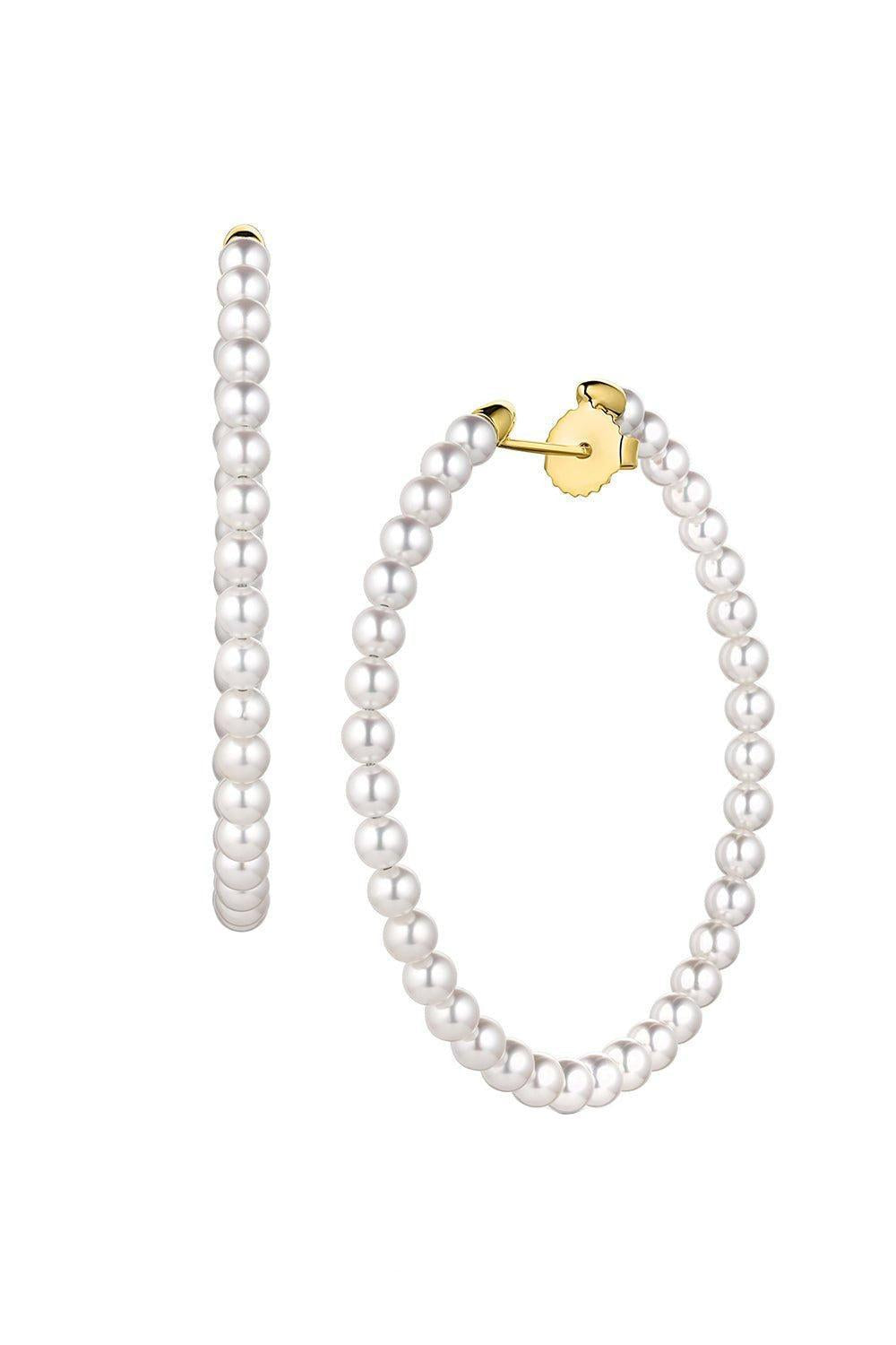 Akoya Hoop Earrings-YELLOW GOLD-JEWELRYFINE JEWELEARRING-BAGGINS