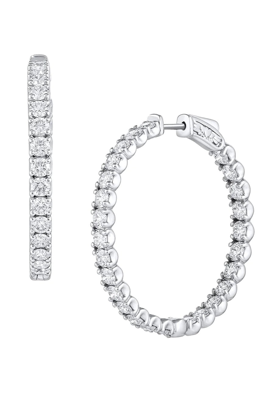 BAGGINS-Diamond Hoop Earrings-WHITE GOLD