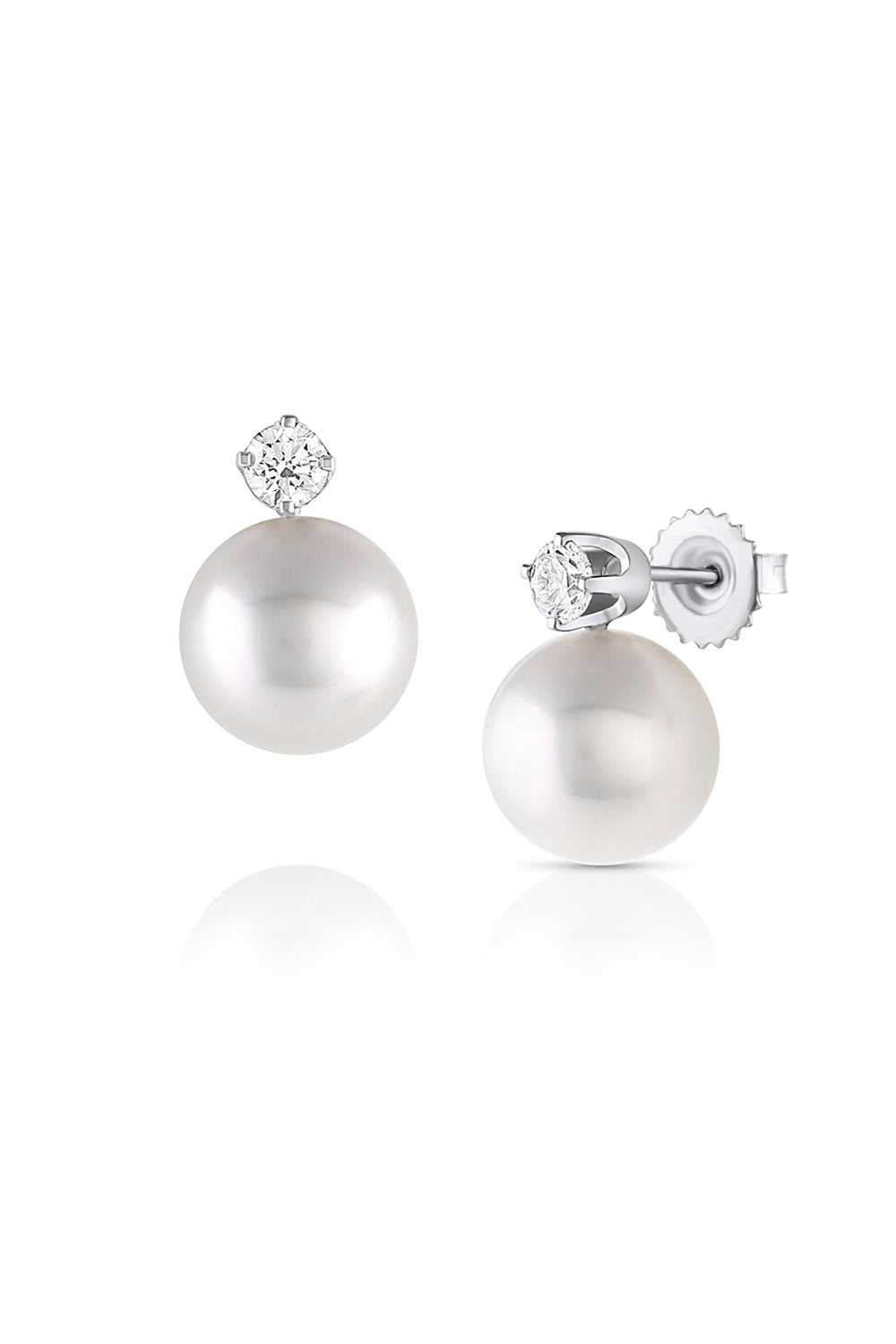 BAGGINS-Diamond South Sea Pearl Stud Earrings-WHITE GOLD