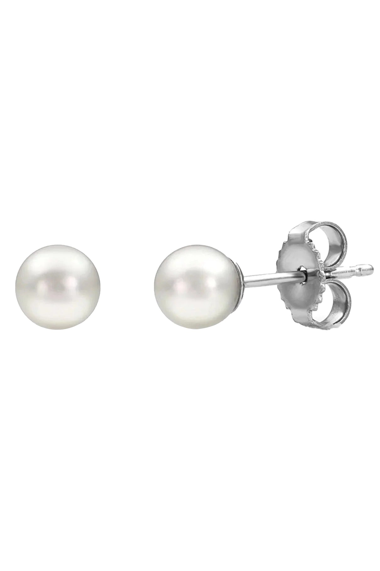 BAGGINS-Round Akoya Pearl Studs - 4.5mm-WHITE GOLD