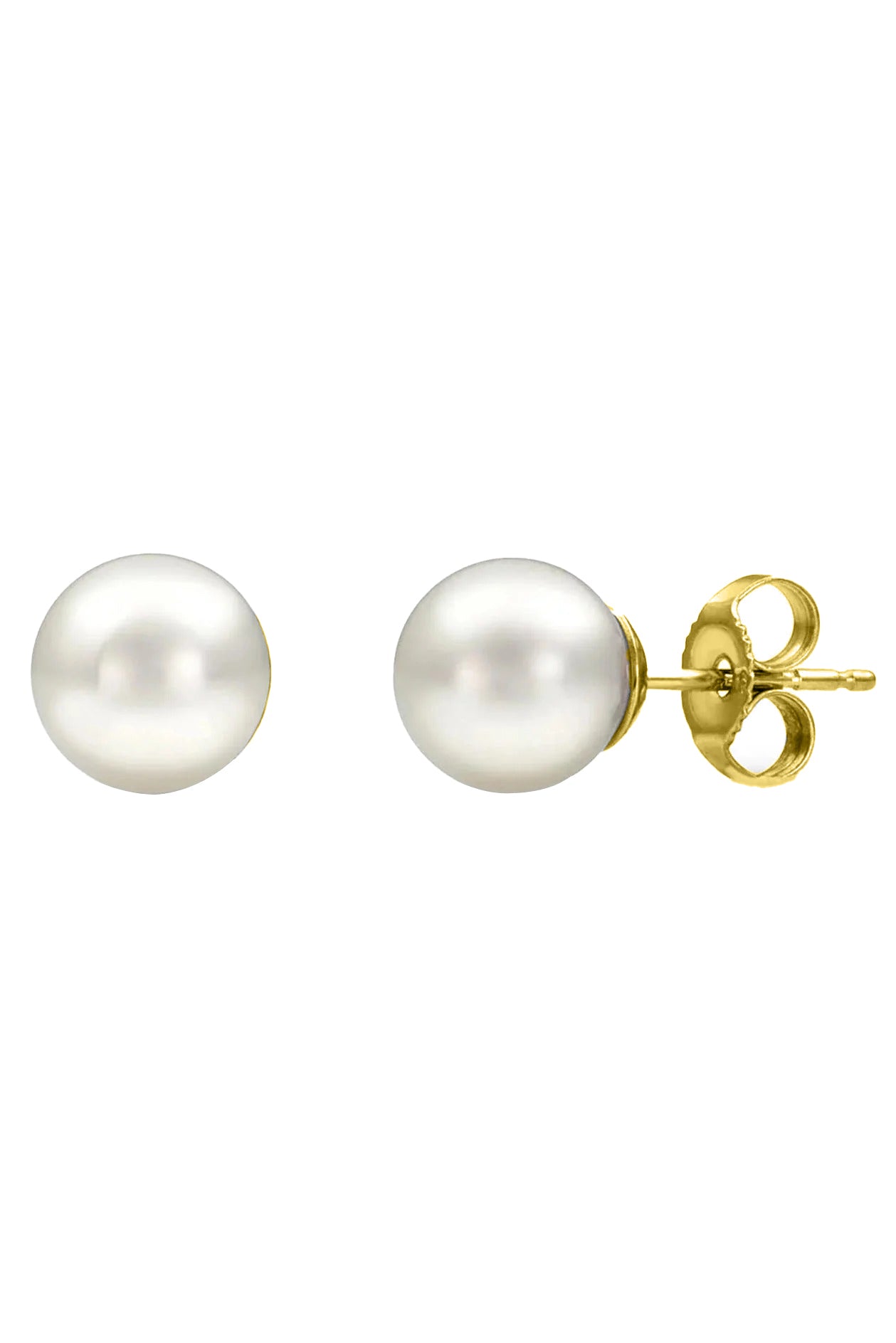 Akoya Pearl Round Stud Earrings - Yellow Gold - 5.5mm
