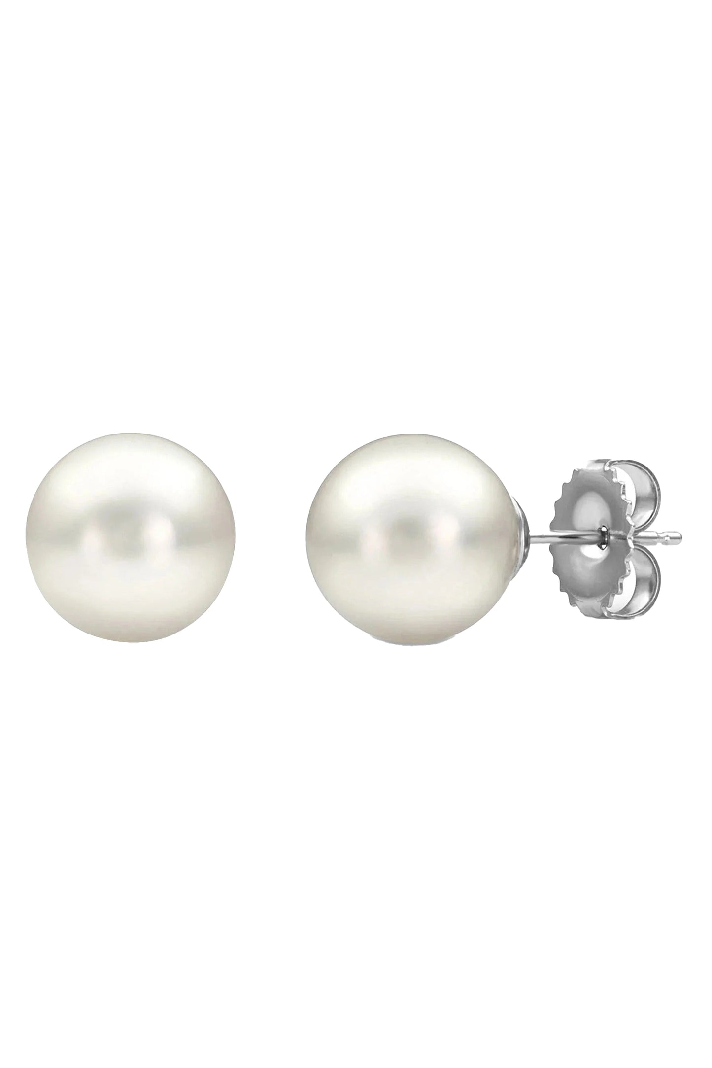 BAGGINS-Round Akoya Pearl Studs - 8.5mm-WHITE GOLD