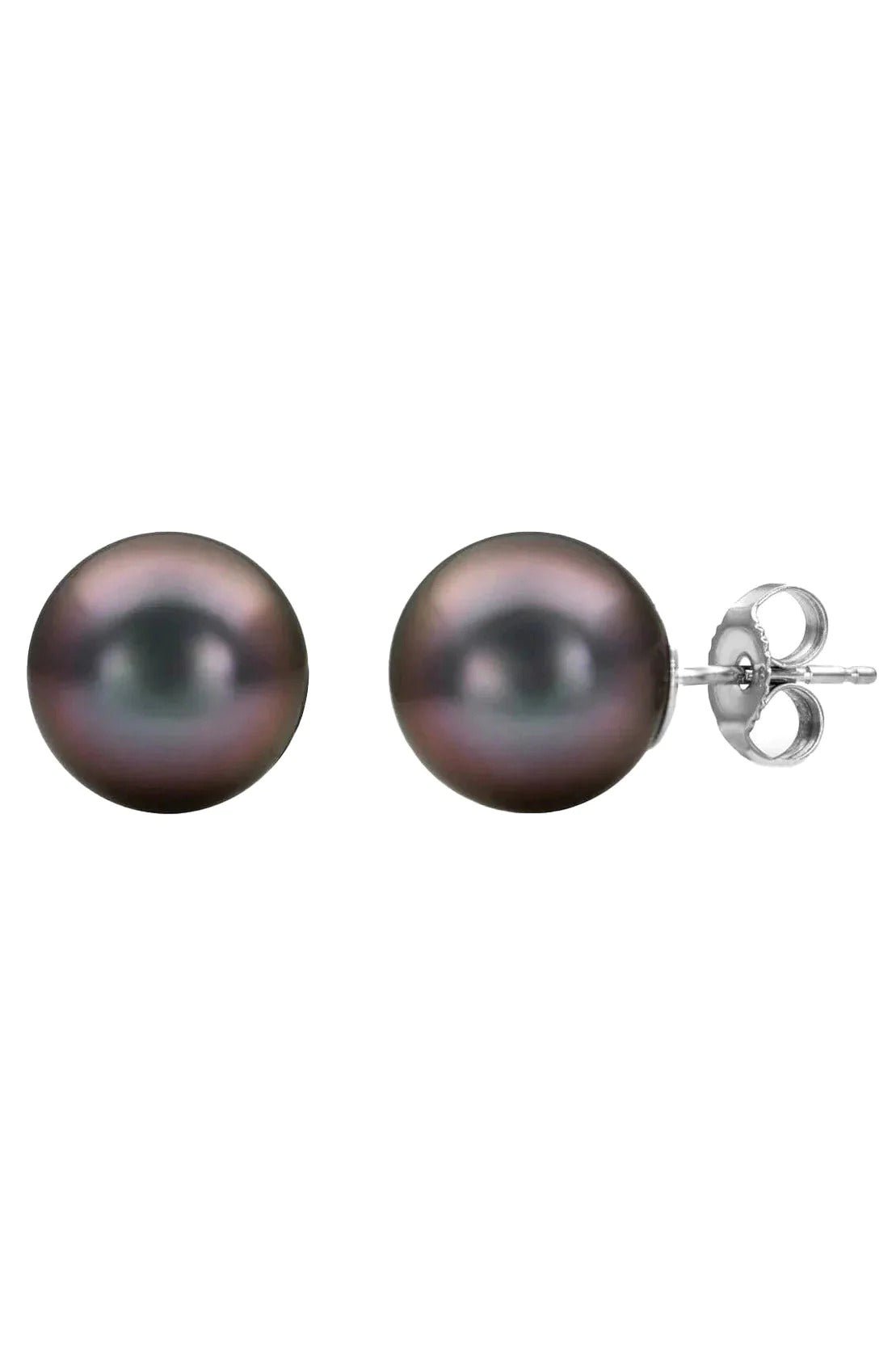 BAGGINS-Round Akoya Pearl Studs - 8mm-WHITE GOLD