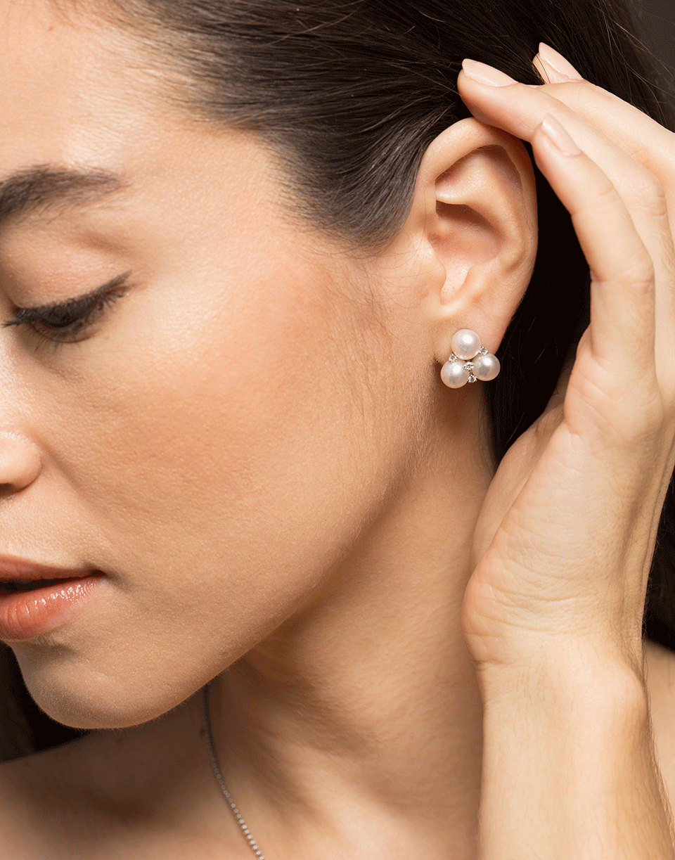 BAGGINS-Triple South Sea Pearl And Diamond Studs-WHITE GOLD