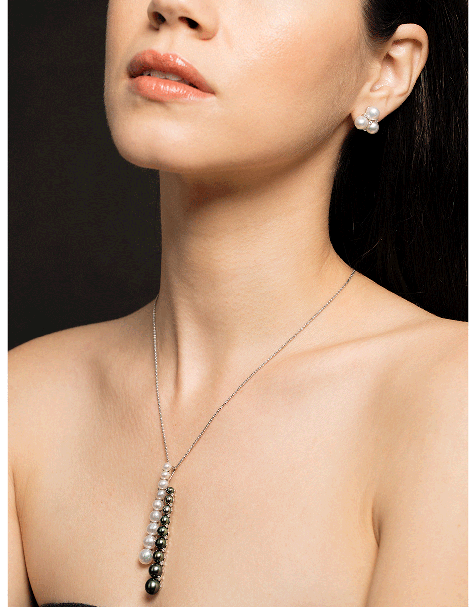 BAGGINS-Triple South Sea Pearl And Diamond Studs-WHITE GOLD