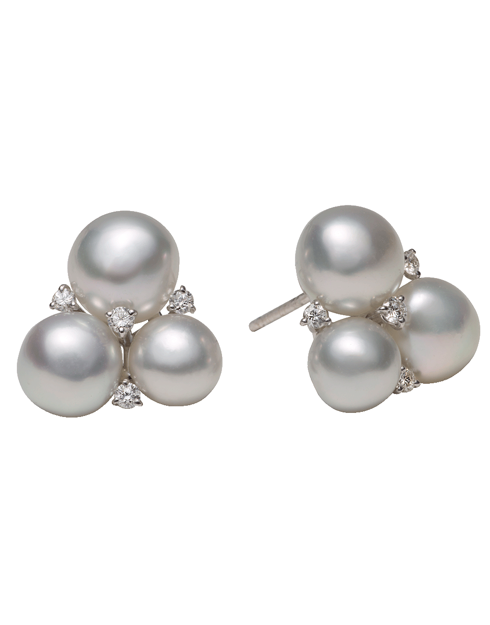BAGGINS-Triple South Sea Pearl And Diamond Studs-WHITE GOLD