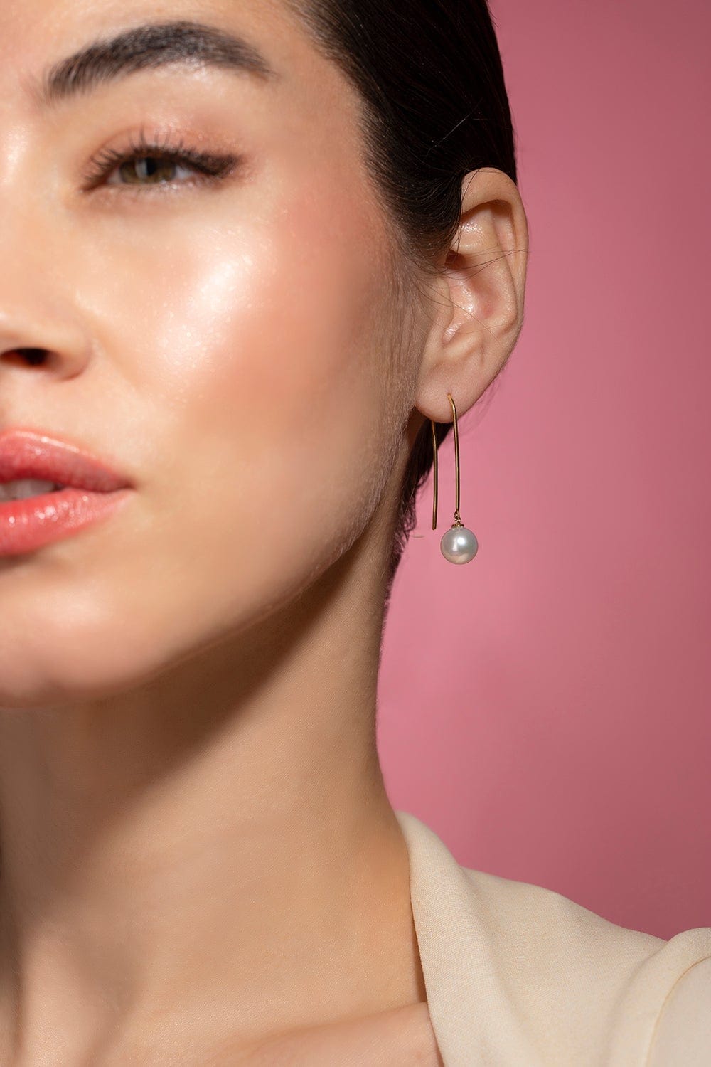 BAGGINS-Akoya Pearl Hook Earrings-YELLOW GOLD