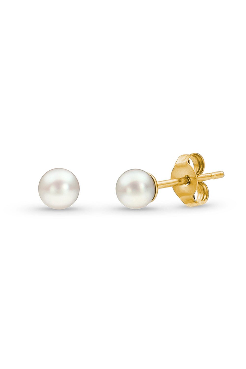 BAGGINS-Baby Akoya Pearl Simple Stud Earrings-YELLOW GOLD