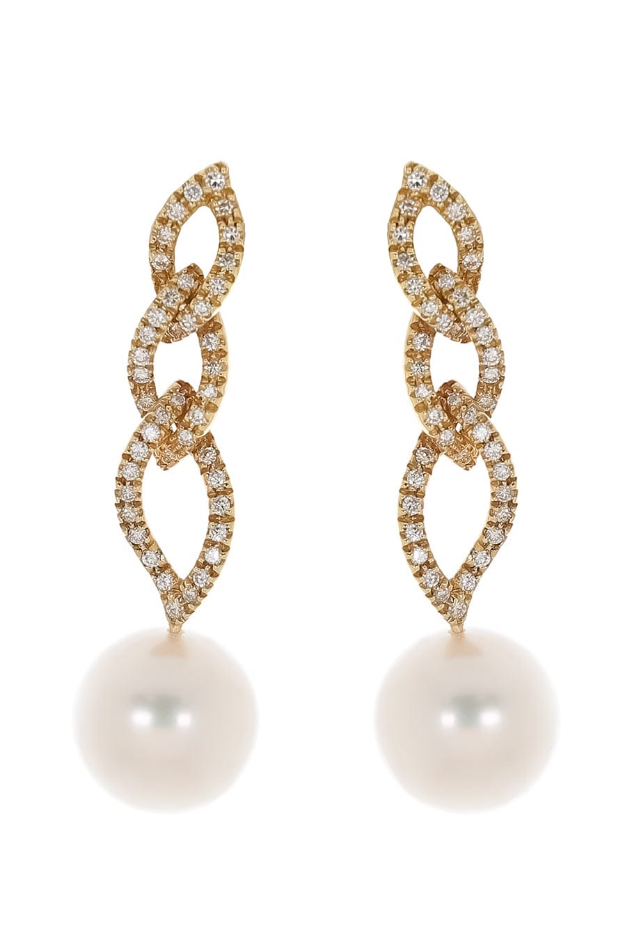 BAGGINS-White South Sea Pearl Twist Earrings-YELLOW GOLD