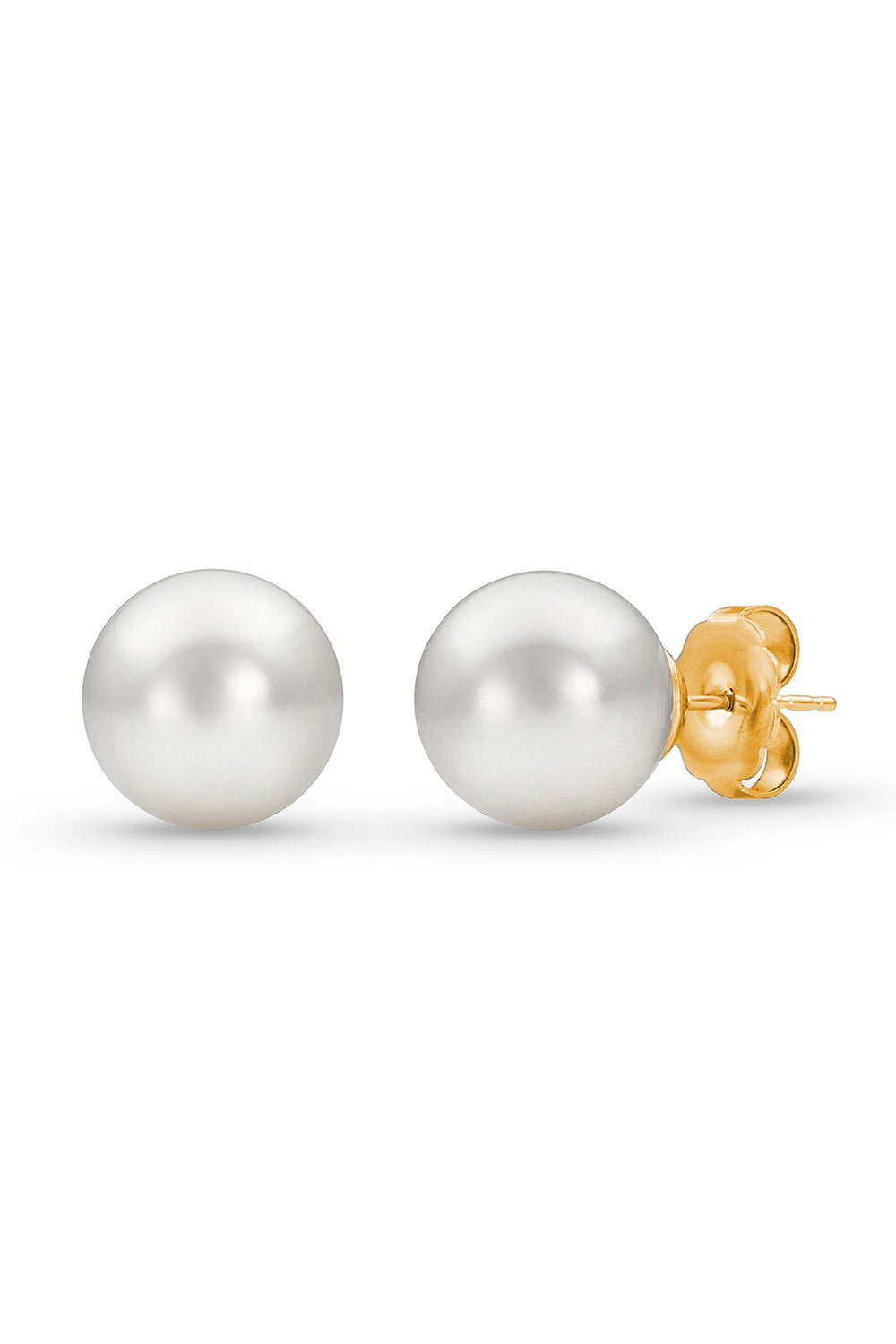 BAGGINS-Akoya Pearl Stud Earrings - 11mm-YELLOW GOLD